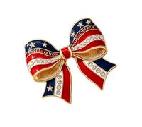 Broche con lazo y para mujer, Pin de solapa de aleación con detalle de estrella para chaquetas, sombreros, bufandas y fiestas, Pin patriótico