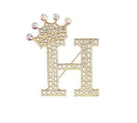 Broche con Letras, Alfabeto, Inicial de Perla, Pin de Solapa con Joyero para Mujer y Hombre, Regalo Personalizado con Nombre para Ella (H)