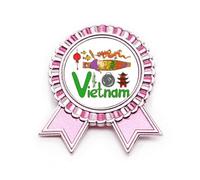 Broche con símbolo nacional de Vietnam, diseño de monumento, color rosa, medalla de premio ganador, Medium, Metal