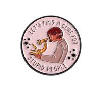 Broche con temática científica con microscopio y letras creativas, broche redondo de aleación, diseño humorístico para ramillete de aleación de moda