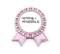 Broche con texto en inglés "Nothing Is Impossible", color rosa, Medium, Metal