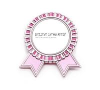 Broche con texto en inglés «You Have To Believe In Yourself», color rosa, Medium, Metal
