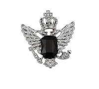 Broche Corona Collar Joya Patrón Águila Decoración Para Hombres Camisa Color Plata Negro