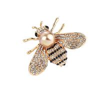 Broche creativo de abeja - Gran perla sintética con diamantes de imitación para bufanda/ropa, joyería decorativa