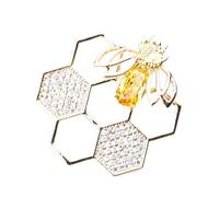 Broche Creativo de Abeja Panal Geométrico Giratorio para Ropa | Cobre Pulido, Estilo Elegante y Delicado, Fácil de Llevar, Adorno Compatible Varias Prendas
