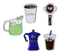 Broche Creativo de Cafetera, Lote 5 Piezas en Aleación