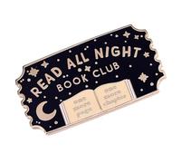 Broche creativo de lectura con texto en inglés "Read All Night", accesorio de gusano de biblioteca, textura de metal, adecuado para miembros del club de lectura, accesorio de moda
