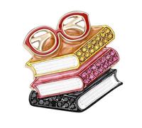 Broche creativo de libro y gafas que simboliza la sabiduría para la temporada de regreso a clases Accesorio de unisex Diseño liviano con diamantes de imitación Regalo de graduación