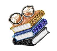 Broche creativo de libro y gafas que simboliza sabidurías para la temporada de regreso a clases, accesorio de moda unisex, diseño ligero con diamantes de imitación, regalo para estudiantes, talla