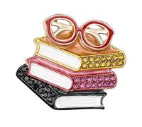 Broche creativo de libro y gafas que simboliza sabidurías para la temporada de regreso a clases, accesorio de moda unisex, diseño ligero con diamantes de imitación, regalo para estudiantes, talla
