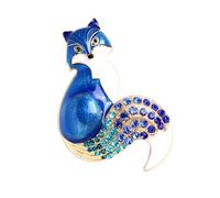 Broche creativo de zorro joyería, cola de diamantes de imitación, insignia de animales para mujeres y niñas, accesorios de ropa