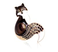 Broche creativo de zorro joyería, cola de diamantes de imitación, insignia de animales para mujeres y niñas, accesorios de ropa