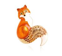 Broche creativo de zorro joyería, cola de diamantes de imitación, insignia de animales para mujeres y niñas, accesorios de ropa