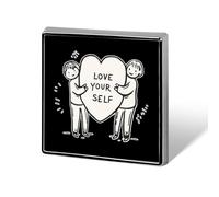 Broche cuadrado "Ámate a ti mismo", insignia de metal, pin de solapa, chaqueta, sombrero, bolso, accesorios, decoración