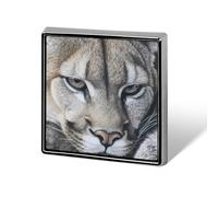 Broche cuadrado de león en las montañas, alfiler de metal para solapa, chaqueta, sombrero, bolso, accesorios de decoración