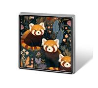 Broche cuadrado de metal con diseño de hada panda roja, insignia de moda, alfileres de solapa, joyería decorativa unisex.