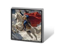 Broche cuadrado de Napoleón cruzando los Alpes, ideal como regalo para hombres y mujeres.