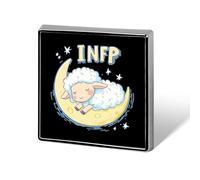 Broche cuadrado de oveja durmiendo en la luna MBTI INFP, insignia de metal, pin de solapa, chaqueta, sombrero, bolso, accesorios de decoración