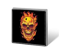 Broche cuadrado divertido con calavera en llamas, 1,8 cm (0,7 pulgadas), accesorio de ropa para hombres y mujeres.