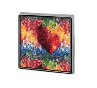 Broche cuadrado geométrico de mosaico para San Valentín, insignia de metal, prendedor de solapa, chaqueta, sombrero, bolso, accesorios