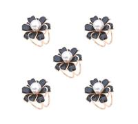 Broche de 3 anillos para mujer, diseño de flor y perlas, Show Description, Plástico, como se describe en