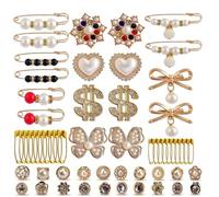 Broche de 50/55/58/80/90/94/96 piezas para calcetines, zapatos, suéter, chal, clip de perlas artificiales, broche de diamantes de imitación, broche seguro para festivales, talla única, como se