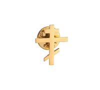 Broche de acero inoxidable chapado en oro y plata para hombre, diseño de cruz ortodoxa, Metal, Gema NA