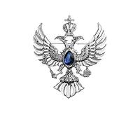 Broche de águila de dos cabezas Alas de cristal Corona Pin de solapa Collar de moda Broche Insignia vintage Abrigo Traje Falda Tachuelas Accesorios para hombres Adolescentes Mujeres (Plata)