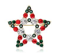 Broche de aguja para árbol de Navidad, muñeco de nieve, campana, pingüino, pecho, flor, broche, Piedra Vidrio Piedra Esmaltado cristal, zirconia cúbica Ágata Obsidiana