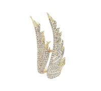 Broche de ala de cristal vintage con diamantes de imitación, joyería de aleación para mujer, boda, fiesta, accesorios diarios, broche de ala de diamantes completos, talla única, como se describe