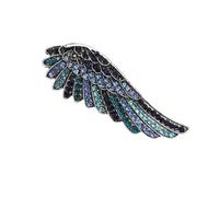 Broche de alas con plumas de cristal retro decorativo para chaquetas, bufandas, fiestas, accesorios de ropa hechos a mano, diseño de broche, talla única, como se describe