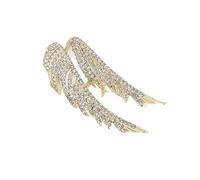 Broche de alas de cristales completos, diseño vintage, joyería de aleación de Zines para mujeres, fiestas, bodas, accesorios diarios, pin retro con diamantes, talla única, como se describe