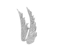 Broche de alas de cristales completos, diseño vintage, joyería de aleación para mujer, fiesta, boda, accesorios diarios, broche de ala de diamantes de imitación, talla única, como se describe
