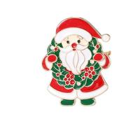 Broche de aleación con cara de Papá Noel alegre para decoración de ropa, diseño de respaldo seguro, accesorio temático de vacaciones, bonito pin de Papá Noel, talla única, como se describe