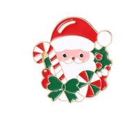 Broche de aleación con cara de Papá Noel alegre para decoración de ropa, diseño de respaldo seguro, accesorio temático de vacaciones, broche de Navidad vintage, One Size, Como se describe