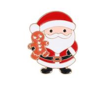 Broche de aleación con cara de Papá Noel alegre para decoración de ropa, diseño de respaldo seguro, accesorio temático de Navidad, decoración de traje de Navidad, talla única, como se describe
