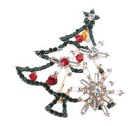 Broche de aleación con diamantes de imitación de cristal para árbol de Navidad, joyería para mujer, para fiestas, regalos y fiestas, One Size, como se describe