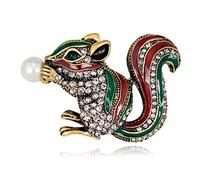 Broche de aleación con diseño de ardilla de dibujos animados para mujer, adorno de Navidad, accesorios para ropa, accesorios, talla única, como se describe
