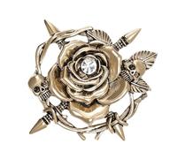 Broche de aleación con diseño de calavera y rosa, broche de ramillete de naturaleza, broche único para aquellos que aman accesorios únicos y llamativos, accesorio para festivales, talla única, como se