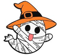 Broche de aleación con diseño festivo de espectros blancos y calabaza, decoración de fiestas de Halloween, joyería de disfraces, fantasma, calabaza, aleación, talla única, como se describe