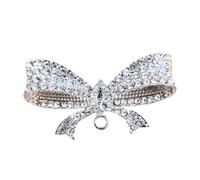 Broche de aleación con forma de lazo, para ocasiones especiales, con diamantes de imitación, talla única, como se describe