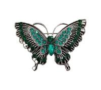 Broche de aleación con forma de mariposa, diseños inspirados en la antigüedad, cristales para mujer, accesorios de ropa, regalos, sombrero de mariposa, pin para trajes de festival, talla única, como