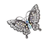 Broche de aleación con forma de mariposa, diseños inspirados en la antigüedad, cristales para mujer, accesorios de ropa, regalos, sombrero de mariposa, pin para trajes de festival, talla única, como