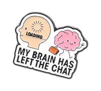 Broche de aleación con texto en inglés "Weird My Brains Has Left the Chat", divertido pin para mochila, accesorio para insignia de cerebros de dibujos animados