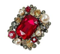 Broche de aleación de aleación con solapa de cristal vintage, elegante, para ropa fija, joyería adecuada para looks de moda, White, como se describe