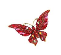 Broche de aleación de aleación de mariposa esmaltada con adornos de diamantes, diseños sofisticados para fiestas o estilo casual, elegante broche de aleación, talla única, como se describe