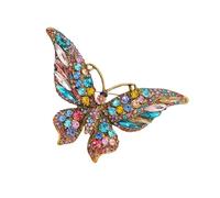 Broche de aleación de aleación de mariposa esmaltada con adornos de diamantes, diseños sofisticados para fiestas o estilo casual, elegante broche de aleación, talla única, como se describe