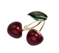 Broche de aleación de cerezas, ramillete de cerezas, broche único para aquellos que aman accesorios únicos y llamativos, talla única, como se describe
