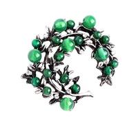 Broche de aleación de estilo retro con piedra de ágata verde auténtica, accesorio de moda versátil para mujer, trajes elegantes, broche de aleación de ágata verde