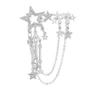 Broche de aleación de metal resistente con forma de estrella geométrica y adorno detallado de flecos, broche de borlas de uso diario, talla única, como se describe